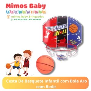 Cesta De Basquete Infantil com Bola Aro com Rede
