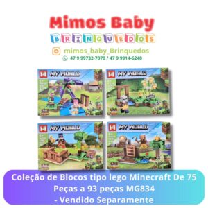 Coleção de Blocos tipo lego Minecraft De 75 Peças a 93 peças MG834 - Vendido Separamente