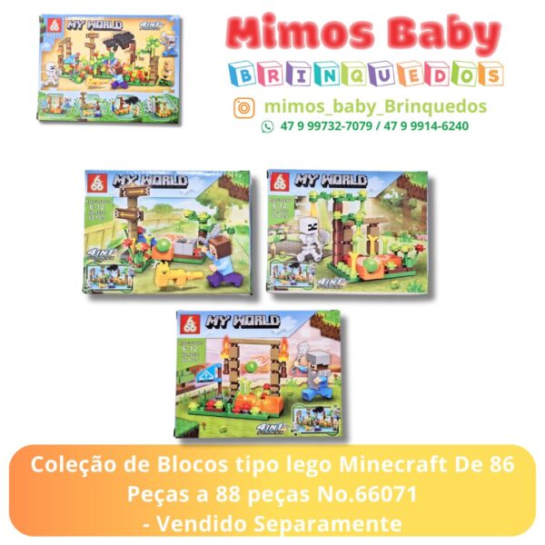 Coleção de Blocos tipo lego Minecraft De 86 Peças a 88 peças No.66071 - Vendido Separamente