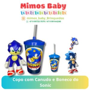 Copo com Canudo e Boneco de Personagem