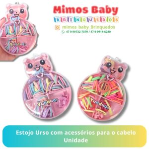 Estojo Urso com acessórios para o cabelo  Unidade