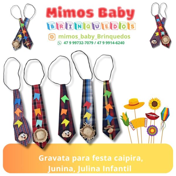 Gravata para festa caipira, Junina, Julina Infantil s