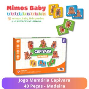 Jogo Memória Capivara 40 Peças - Madeira