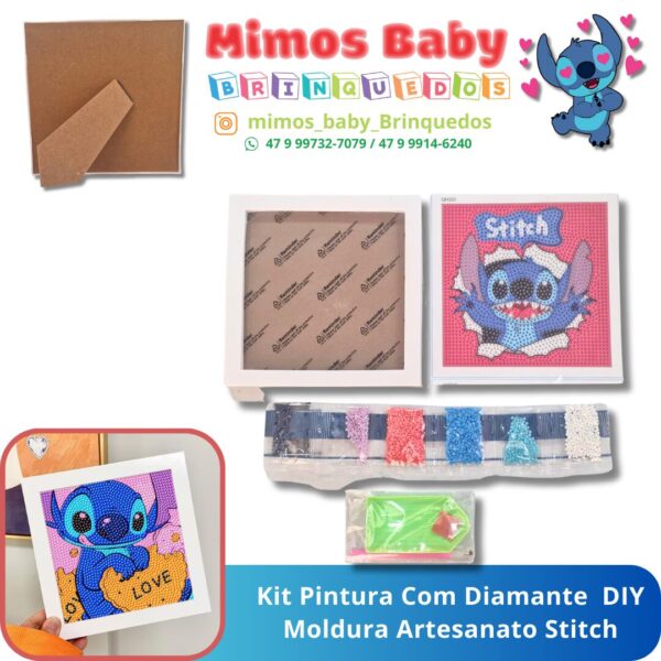 Kit Pintura Com Diamante  DIY Moldura Artesanato Stitch