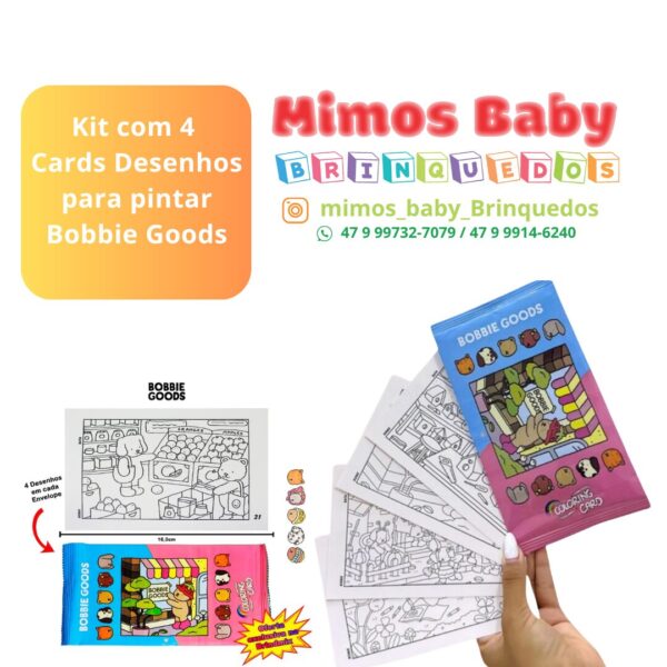 Kit com 4  Cards Desenhos para pintar Bobbie Goods