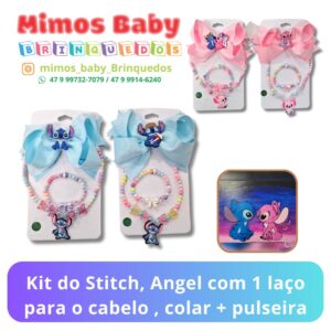 Kit com 1 laço para o cabelo , colar + pulseira