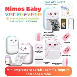 Mini Impressora portátil sem fio, imprimi desenhos e fotos