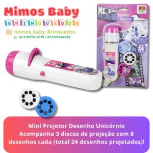 Mini Projetor Desenho Unicórnio Acompanha 3 discos de projeção