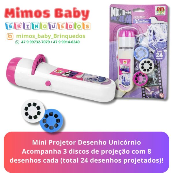 Mini Projetor Desenho Unicórnio Acompanha 3 discos de projeção