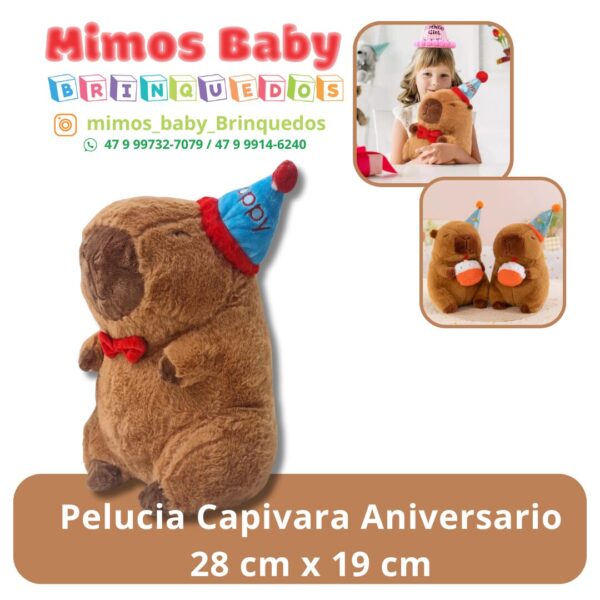 Pelucia Capivara Aniversario 28 cm x 19 cm