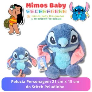 Pelucia Personagem 21 cm x 15 cm do Stitch Peludinho