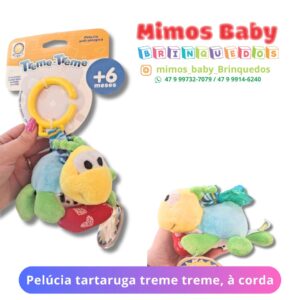 Pelúcia tartaruga treme treme, à corda