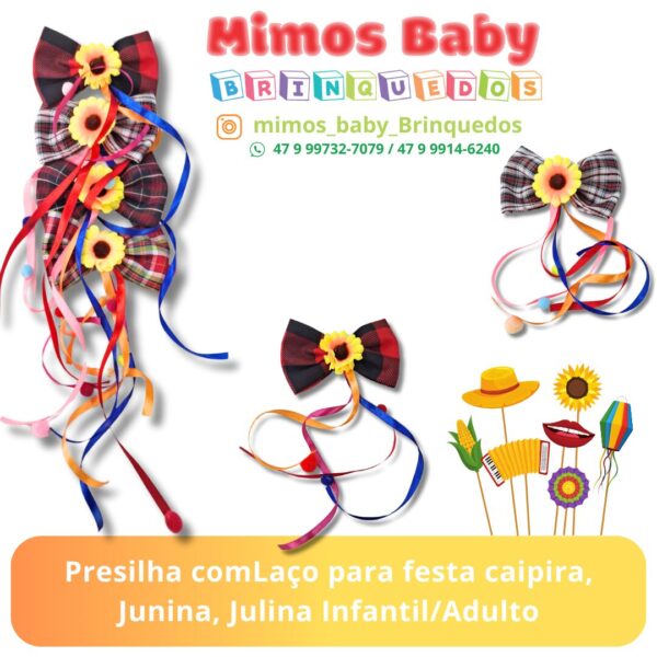 Presilha comLaço para festa caipira, Junina, Julina Infantil/Adulto