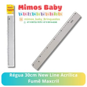 Régua 30cm New Line Acrílica Fumê Maxcril