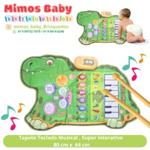 Tapete Teclado Musical , Super interativo  80 cm x  64 cm Dinosssauro