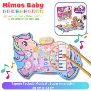 Tapete Teclado Musical , Super interativo  80 cm x  64 cm Unicornio