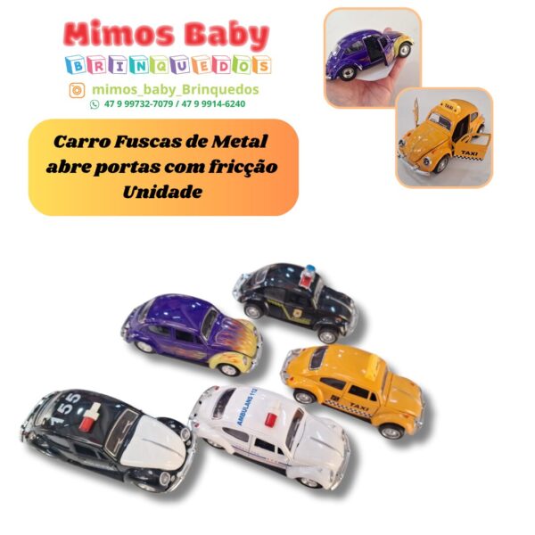 Carro Fuscas de Metal  abre portas com fricção Unidade