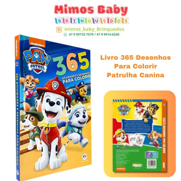 Livro 365 Desenhos Para Colorir Patrulha Canina