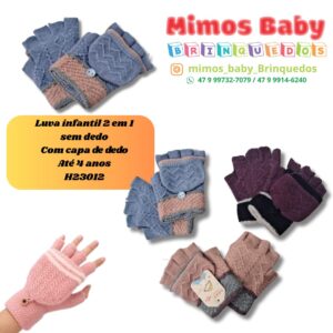 Luva infantil 2 em 1 sem dedo Com capa de dedo Até 4 anos H23012