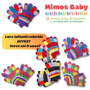 Luva infantil colorida H17657  Serve até 9 anos