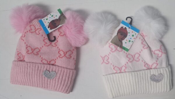 Touca 2 pompom detalhe de coração forrada Serve até 4 anos H22478 - Image 3